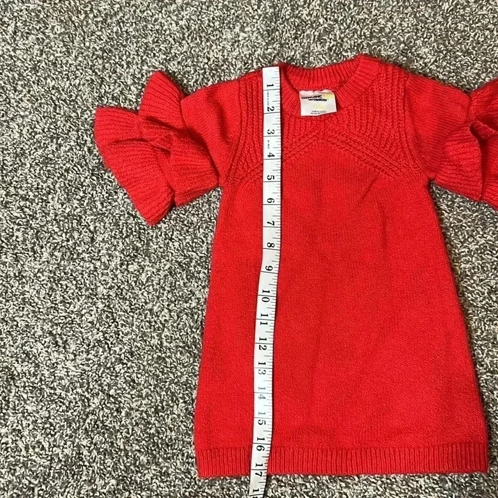 OSHKOSH DRESS RED SWEATER 3/4 SLEEVE RUFFLES STRETCH‎ SOFT SIZE 12 MONTHS NWT
